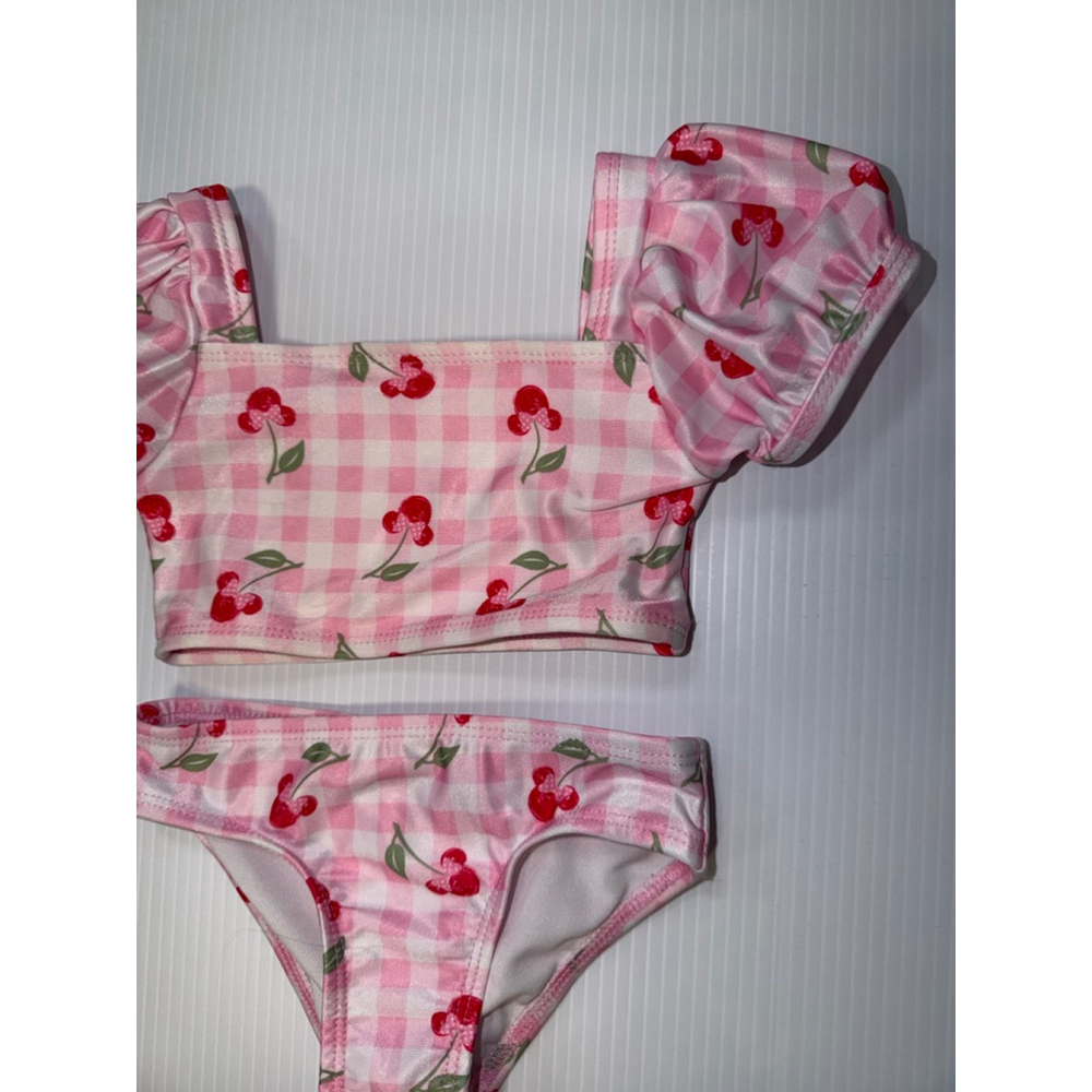 Baby Girl swim Disney Junior Minnie Bikini 12 Months Pink Red Cherry Gingham - Picture 3 of 10
